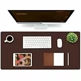 K KNODEL Große Schreibtischunterlage aus Leder, Maus- und Tastatur-Pad, Computer- und Laptop-Matte, Schreibtischschutz und Abdeckung, Schreibblock und Schreibunterlage (89,9 x 43,2 cm, Dunkelbraun)