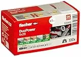 fischer DuoPower 5 x 25, Universaldübel, leistungsstarker 2-Komponenten-Dübel, Kunststoffdübel zur Befestigung in Beton, Ziegeln, Stein, Gipskarton uvm., ohne Schrauben, 100 Stück