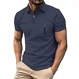 KOG Poloshirt Herren Golf Polo Shirt Kurzarm Oberteile Einfarbig Tshirt Freizeit Baumwolle Laufshirt Junge Sportshirt Vintage Jungen Sommer Freizeitshirt Tops Bekleidung Dunkelgrau XXL