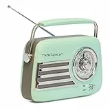 Madison - FREESOUND-VR40GR-MAT - 30W Vintage-Radio mit langem Akku - Bluetooth, USB & FM - Blassgrün matt - Vintage, Nostalgie, Retro