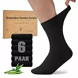 Niorasen Bambus Diabetikersocken, 6 Paar Diabetiker Socken ohne Gummibund & ohne Naht, Bambussocken Arztsocken Gesundheitssocken mit Komfortbund für Herren & Damen, Schwarz 43-46
