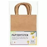 folia 21810 - Papiertüten aus Kraftpapier, Geschenktüten, 20 Stück, 18 x 8 x 21 cm, natur - zum Basteln, Verzieren und Verschenken