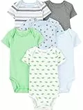 Simple Joys by Carter's Baby Jungen Kurzärmeliger Body, 6er-Pack, Mehrfarbig/Dinosaurier/Sport/Streifen, Frühchen