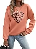 YUTILA Damen Sweatshirt mit Print – Rundhals Pullover mit Herzmotiv Und Briefdruck– 70% Baumwolle Bequem & Stylisch, Verschiedene Muster