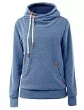 Cindeyar Damen Hoodie Winter Pullover Kapuzenpullover Langarm Baumwoll Mischung Warmer Sweatshirt Kapuzenjacke(107-Blau,L)