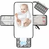 Lekebaby Wickelunterlage Wickelunterlage Tragbare Wickelunterlage Baby Reise Wickelunterlage mit Wischtasche,Grau