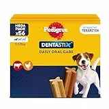 PEDIGREE DentaStix Hundesnack für kleine Hunde (5-10kg), Zahnpflege-Snack mit Huhn und Rind, 1 Packung je 56 Stück (1 x 880 g)