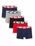 PUMA Herren Puma Basic Men's (5 pakk) Boxer Slip, Mehrfarbig (Blue/ Red/ Black), XL EU