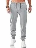 JMIERR Jogginghose Herren WarmeTrainingshose Sporthose Lange Klassische Fitness Jogger mit Taschen Winter Grau M