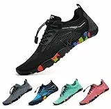 WateLves Badeschuhe Wasserschuhe Damen Herren Schnell Trocknende und Schnell Tragende Strandschuhe für Tauchen Surfen Wassersport Wandern Yoga Alltag Dreieck Schwarz 42 EU