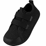IceUnicorn Kinder Barfußschuhe Breite Zehenbox Jungen Mädchen Hausschuhe Minimalistische Outdoor Traillaufschuhe Walking Schuhe(Schwarz, 31EU Weit)