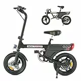 RAOO MIN E Bike, e Bike Herren und Damen Fahrrad tragbar City-Pendler, Elektrofahrrad Max. 25 km/h, 250W Motor, 30-45km Reichweite, 3 Fahrmodi, Scheibenbremsen, LCD-Display. (schwarz)