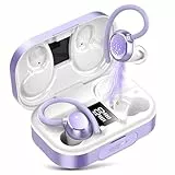 KT1 Bluetooth Kopfhörer Sport, Kopfhörer Kabellos Bluetooth 5.3, In Ear Kopfhörer mit 4 ENC Klarer Mic,120 Std Kabellose Kopfhörer mit Tiefer Bass, IPX7 wasserdichte Ohrhörer mit Ohrhaken (lila)