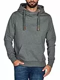 riverso Hoodie Herren Regular Fit RIVNiklas Kapuzenpullover Pullover Cross-Over-Kragen Grau 5XL (5XL, Grey Melange Standard 2 (BJD))