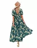 YESNO Sommerkleid für Damen, lässig, kurzärmelig, Blumenmuster, Maxikleid mit Taschen XL ETXDE CR449