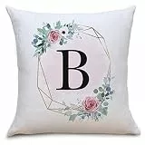 OWLBOOK Blumenkranz Flauschige Kissenhülle mit Buchstaben B Deko Idee für Wohnzimmer Wohnung Bett Couch zum GeburtstagValentinstag