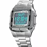 Brrnoo Men Analog Digital Watch, Fashion Casual Sports Armbanduhr, 2 Mal 5 Alarm, 3ATM Wasserdichtes Edelstahlgurt, Hintergrundbeleuchtung Multifunktionale Uhren, für Geschäftsleute, (Silver)