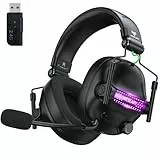 WESEARY Gaming Headset mit Mikrofon, 2,4 G kabelloses Gaming-Headset für PS5, PS4, PC, Switch, Mac, Faltbarer Surround Sound Noise Cancelling Kopfhörer mit LED Licht, Über 50 Stunden Akkulaufzeit