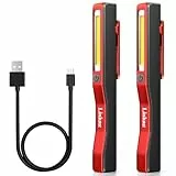 Linkax LED Arbeitsleuchte Werkstattlampe 2 Stück, Taschenlampe LED Aufladbar, COB Handlampe mit Magnet Clip für Auto Reparatur Werkzeug Werkstatt Zubehör, Geburtstagsgeschenk für Männer Papa Geschenk