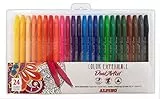 Alpino Filzstifte mit doppelter Spitze Color Experience - Etui mit 24 Stück - Marker für Mandalas und Lettering - Fine Liner 0,7 mm, Pinselspitze 2,9 mm, dreieckige Form, ergonomisch