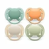 Philips AVENT ultra soft Schnuller - 4er Pack, BPA-freier, extra weicher Schnuller für Babys von 0-6 Monaten, inklusive Transport- und Sterilisationsbox, (Modell SCF091/35)