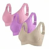 Bustier Damen Gepolstert 3er Pack BH Damen ohne Bügel Push Up BHS Nahtloser Bra Bequem Gepolstert Wohlfühl-BH Starker Halt Bustier für Große Brüste Vollschalen Unterwäsche für Alltag