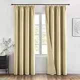 MIULEE Verdunklungsvorhänge mit Kräuselband Hellbeige Vorhänge Blickdicht 2er Set 140x245 cm Modern Gardinen Abdunkelnde Vorhänge Wohnzimmer Schlafzimmer Fenster Gardine Verdunkelung Thermovorhang
