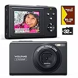 WOLFANG Digitalkamera, 2.7K Kinderkamera für Fotografie, 50MP Kompaktkamera für Vlogging, 16X Digitalzoom Fotoapparat Klein Einfache Bedienung, Autofokus, Geschenk für Kinder, Kids, Anfänger