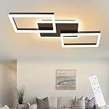 ZMH LED Deckenleuchte Wohnzimmer dimmbar: 54cm Deckenlampe Schlafzimmer 48W Wohnzimmerlampe Schwarz modern Schlafzimmerlampe decke Küchenlampe mit Fernbedienung aus Metall für Küche Esszimmer Büro