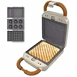 Cecotec Sandwichmaker Rock'Ntoast Retro One Beige. Drei austauschbare Platten, Retro-Design, Rockstone-Beschichtung, 700W, Leuchtanzeige, rutschfeste Basis, kühler Griff, Verschlusszange
