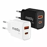 2 Stück Miady 20W USB C Ladegerät, 2-Port PD Netzteil QC 3.0 Power Adapter Stecker kompatibel mit iPhone, AirPods, iPad, Galaxy usw.