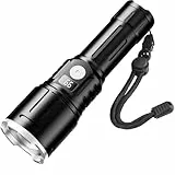 Skylla Taschenlampe Led aufladbar 500000 Lumen, Extrem Hell Taschenlampe USB Aufladbar Taktische Taschenlampen, IPX6 Wasserdicht 6 Speicher Lichtmodi für Camping Wandern Notfälle