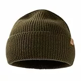 TOP-EX 100% Merino Mütze Strickmütze Wollmütze Grün, Warme Wintermütze Beanie für Herren, Sport Outdoor Wool Watch Skimütze, Cuffed Sportmütze für Wandern und Laufen