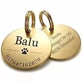 TMT Hundemarke mit Gravur Edelstahl-Hunde-Anhänger | wetterfest, matte Oberfläche | Roségold, Gold, Silber | Hundehalsband mit Namen und Telefonnummer, Hundemarke personalisiert mit Symbolen