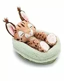 NICI Kuscheltier Karakal 12cm schlafend im Körbchen - braun - Stofftier aus weichem Plüsch, niedliches Plüschtier zum Kuscheln und Spielen, für Kinder & Erwachsene, tolle Geschenkidee - 62874