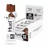 Huel Complete Nutrition Riegel 12 x 51g Riegel Chocolate Fudge Brownie High Protein Riegel Pflanzliche Proteinriegel Zuckerarm Ballaststoffreicher Snack mit veganer Schokolade unter 200 Kalorien