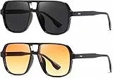 kimorn Sunglasses Womens Men Trendy Retro Sun Glasses Oversize Square Frame Shades K1650 (Schwarz + Gelb)