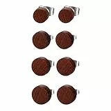 JewelryWe Schmuck 4 Paare Herren Damen Ohrstecker Set, Edelstahl Holz Runde Ohrringe Ohr Piercing Geschenk für Männer Frauen, Braun, 6mm-12mm