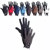 RL24 - Reithandschuhe Damen & Herren Professional Nubuk | Handschuhe zum Reiten | Reiterhandschuhe mit Magic-Lederimitat | robust, rutschfest & atmungsaktiv | Reitzubehör in Schwarz/Dunkelgrau | S