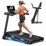 MERACH Laufband für Zuhause, Laufband Klappbar mit Steigung 6%, 2,5PS Laufband mit Steigung, 0,8-12 km/h Gehpad Klappbar, Laufband Klappbar mit LED-Display & Tablet-Halter für Zuhause und Büro, APP
