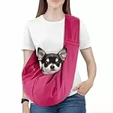Pawaboo Hundetragetasche Welpen, Tragbare Transporttasche für Hunde Bis zu 12 lbs, Tragetuch Hunde Katzen, Outdoor Hund Tragetuch Haustiere Umhängetasche für Klein Hund Katze, Magenta