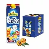 Pfanner Eistee Pfirsich – 6 x 2 l Vorratspack - direkt aufgebrühter Tee mit Pfirsichsaft – Ice Tea Flaschen