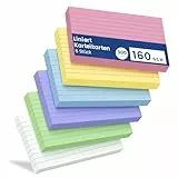 Karteikarten A7 Liniert, 300 Stück A7 Farbige Lernkarten, Farbige Flashcards Vokabelkarten, Karteikarten Beschriftbar Liniert Verdickter Karteikarte, Rezepte Vokabeln Flash Cards für Büro Schule Haus
