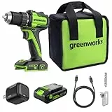 Greenworks 24V Akku-Bohrschrauber Bürstenlos 45 Nm, Leichtgewicht, LED-Licht, 18+1 Drehmomentstufen, inkl. 2.0Ah USB-C Akku (12.000 mAh Powerbank) & 30W USB-C Ladegerät DD345