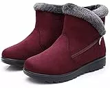 Hsyooes Winterschuhe Damen Winterstiefel Schneestiefel Warm Gefüttert Stiefeletten Bequem Schuhe,Rot,Sohlengröße 250/EU39