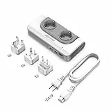 BESTEK 200W Spannungswandler mit 4 USB Reiseladegerät 110v auf 230v Reiseadapter Stromwandler mit austauschbare UK, EU, AU Reisestecker für Reisen nach USA, JAP, KAN, AUS, China,Thailand weiß