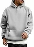WINKEEY Hoodie Herren Kapuzenpullover Pulli Casual Hoody Pullover Langarm Sweatshirt Herbst Winter Oberteile Fashion Streetwear Mit Taschen,Grau XXL