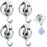 Fugoviin 4 Pack Saugnapf Haken, Handtuchhalter Ohne Bohren, Wandhaken, Klebehaken Extra Stark für Küche, Badezimmer, Wohnmobil, Büro und Schlafzimmer usw. (4 runde Saugnapf Haken)