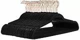 Amazon Basics Kleiderbügel für Anzüge, beflockt, Schwarz/goldfarben, 50er-Pack