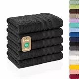 Lavea® 5er Set Gästehandtücher 30x50 cm, Weiche & Saugstarke Gästetücher aus 100% Baumwolle, Frottierserie Elena, Waschbar 60°C, Trocknergeeignet - Anthrazit